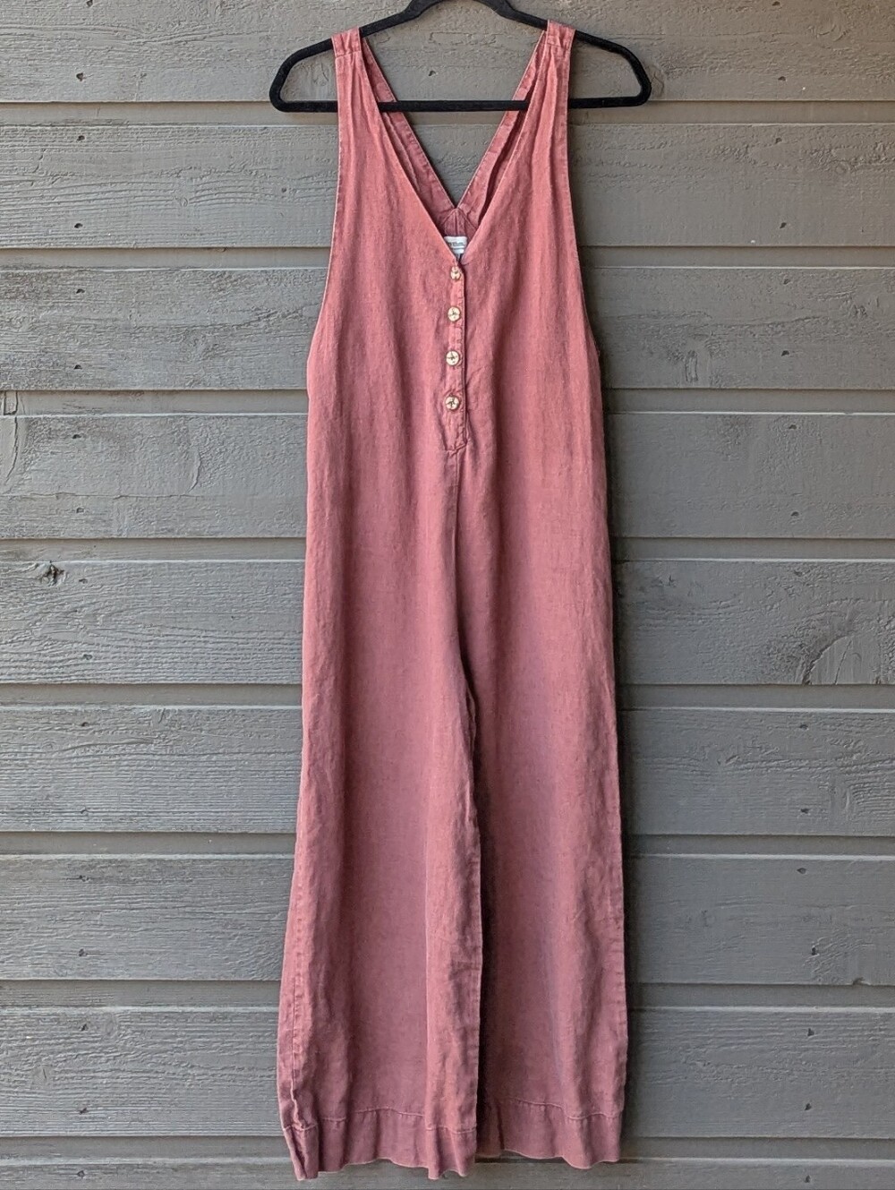 Rhythm Sleeveless V-Neck Jumpsuit Size 4 Brandy Red Wide Leg Culottes